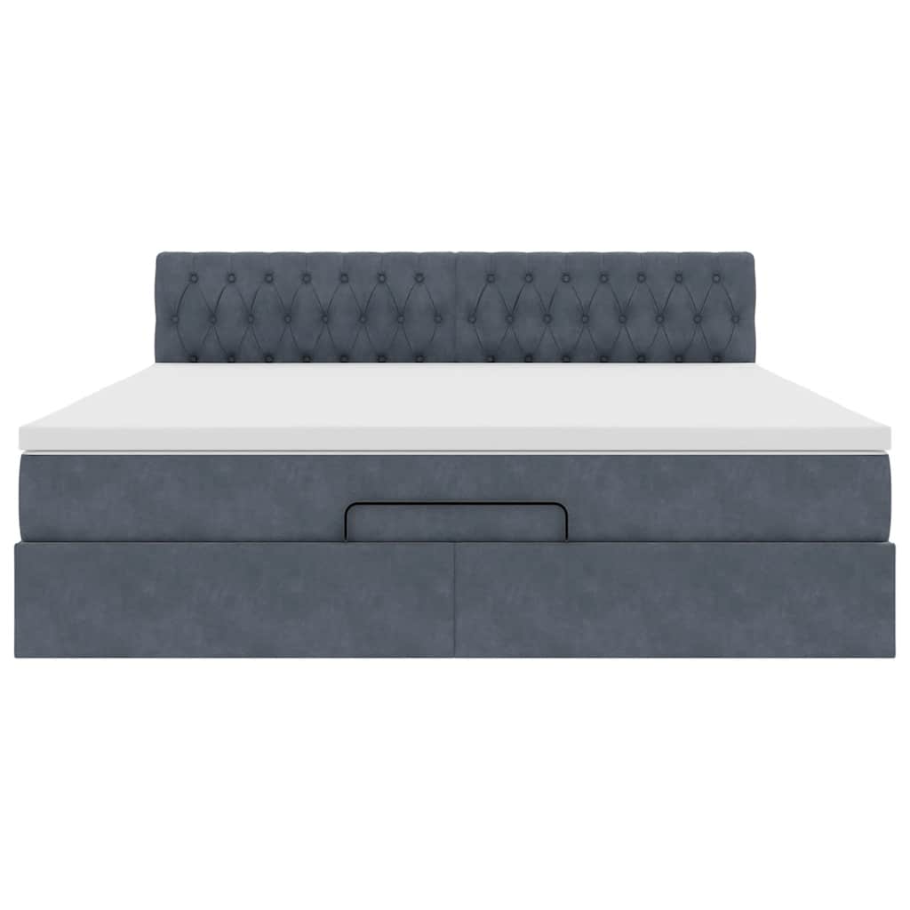 Cadre De Lit Ottoman Avec Matelas Velours Gris Foncé