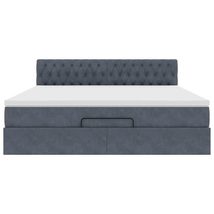 Cadre De Lit Ottoman Avec Matelas Velours Gris Foncé