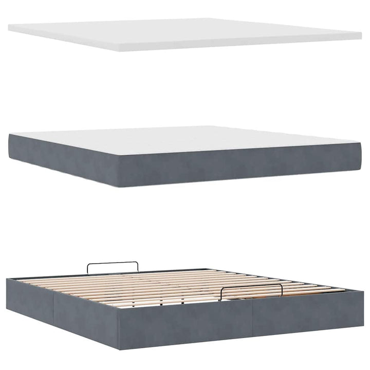 Cadre De Lit Ottoman Avec Matelas Velours Gris Foncé