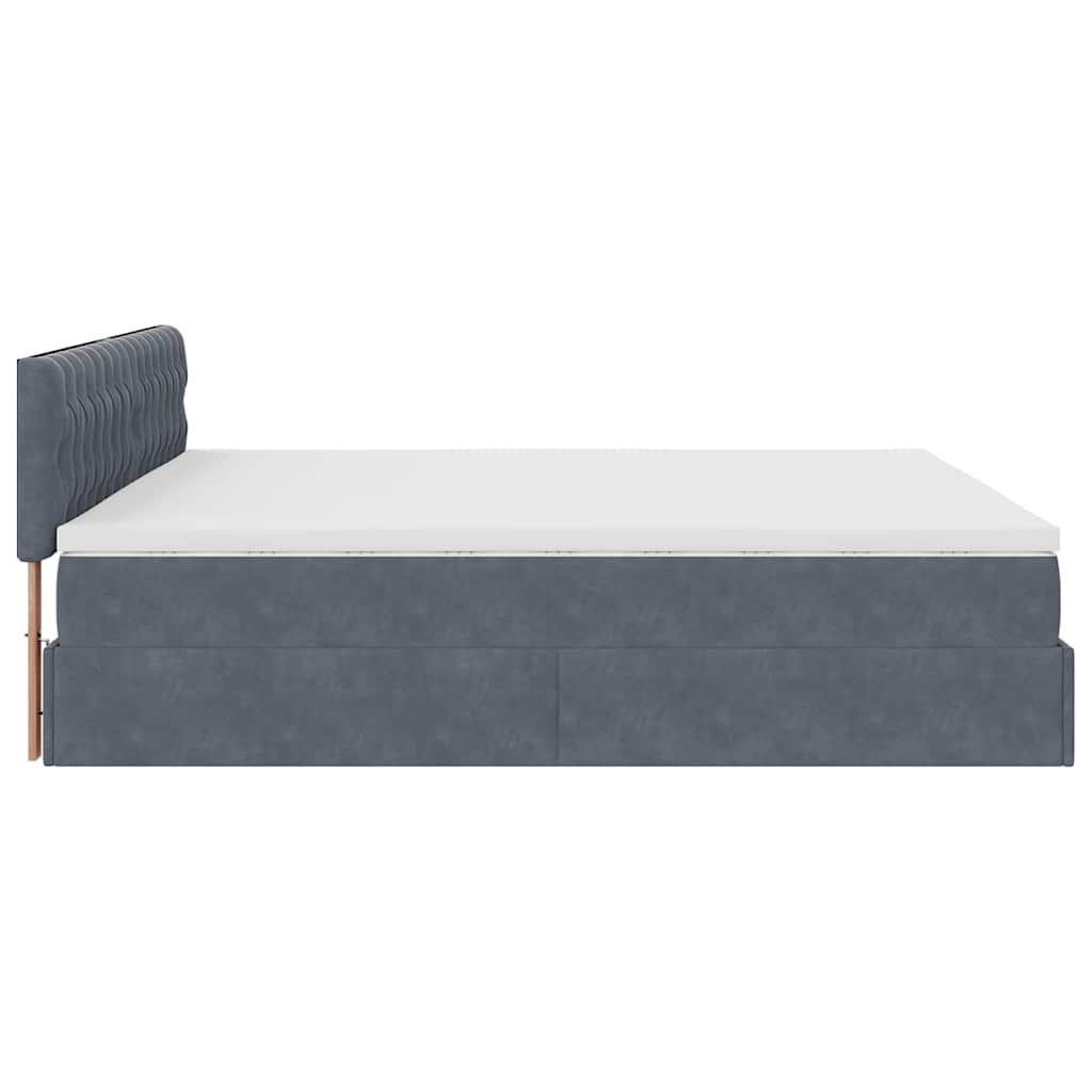 Cadre De Lit Ottoman Avec Matelas Velours Gris Foncé