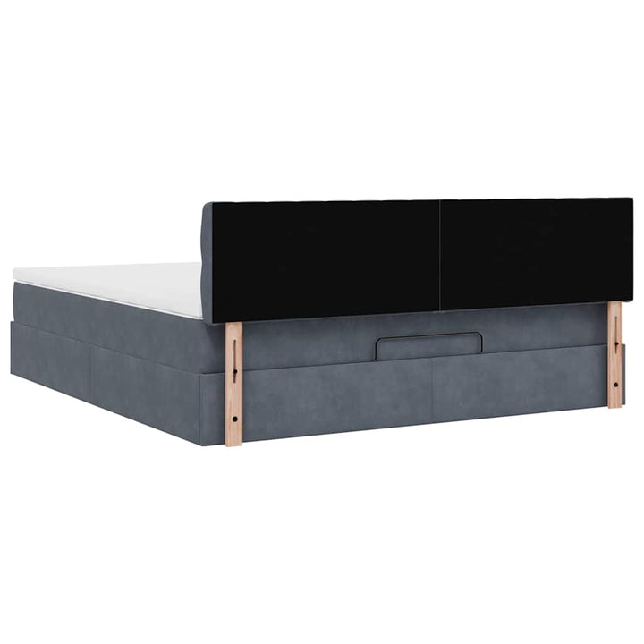 Cadre De Lit Ottoman Avec Matelas Velours Gris Foncé