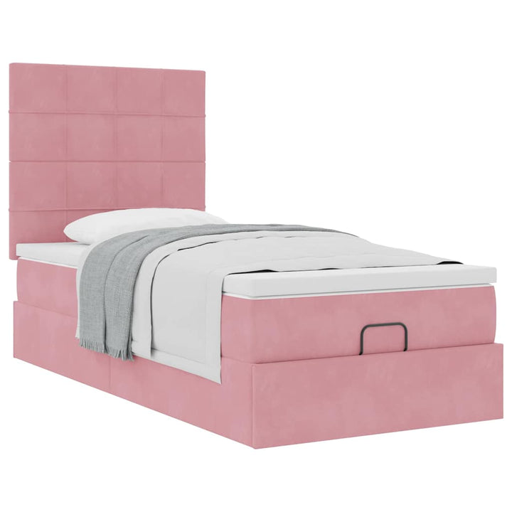 Cadre De Lit Ottoman Avec Matelas Velours Rose