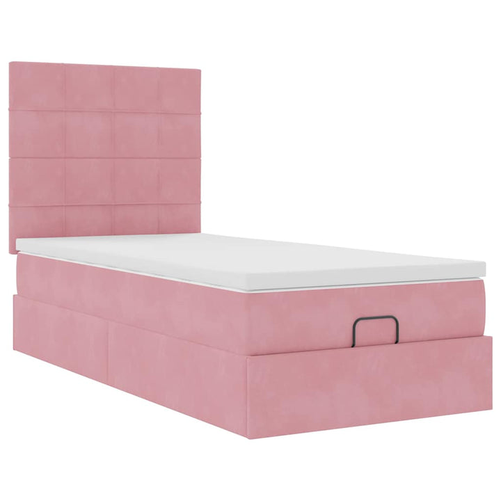 Cadre De Lit Ottoman Avec Matelas Velours Rose