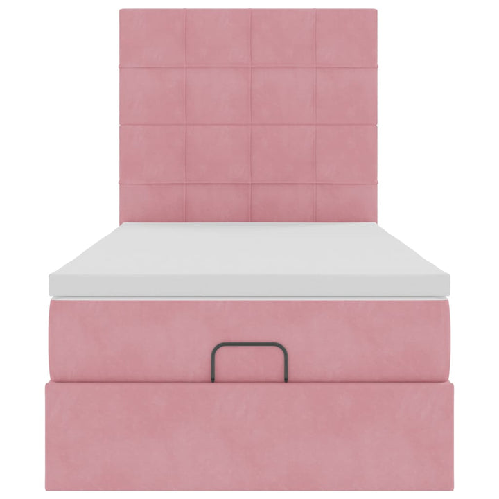 Cadre De Lit Ottoman Avec Matelas Velours Rose