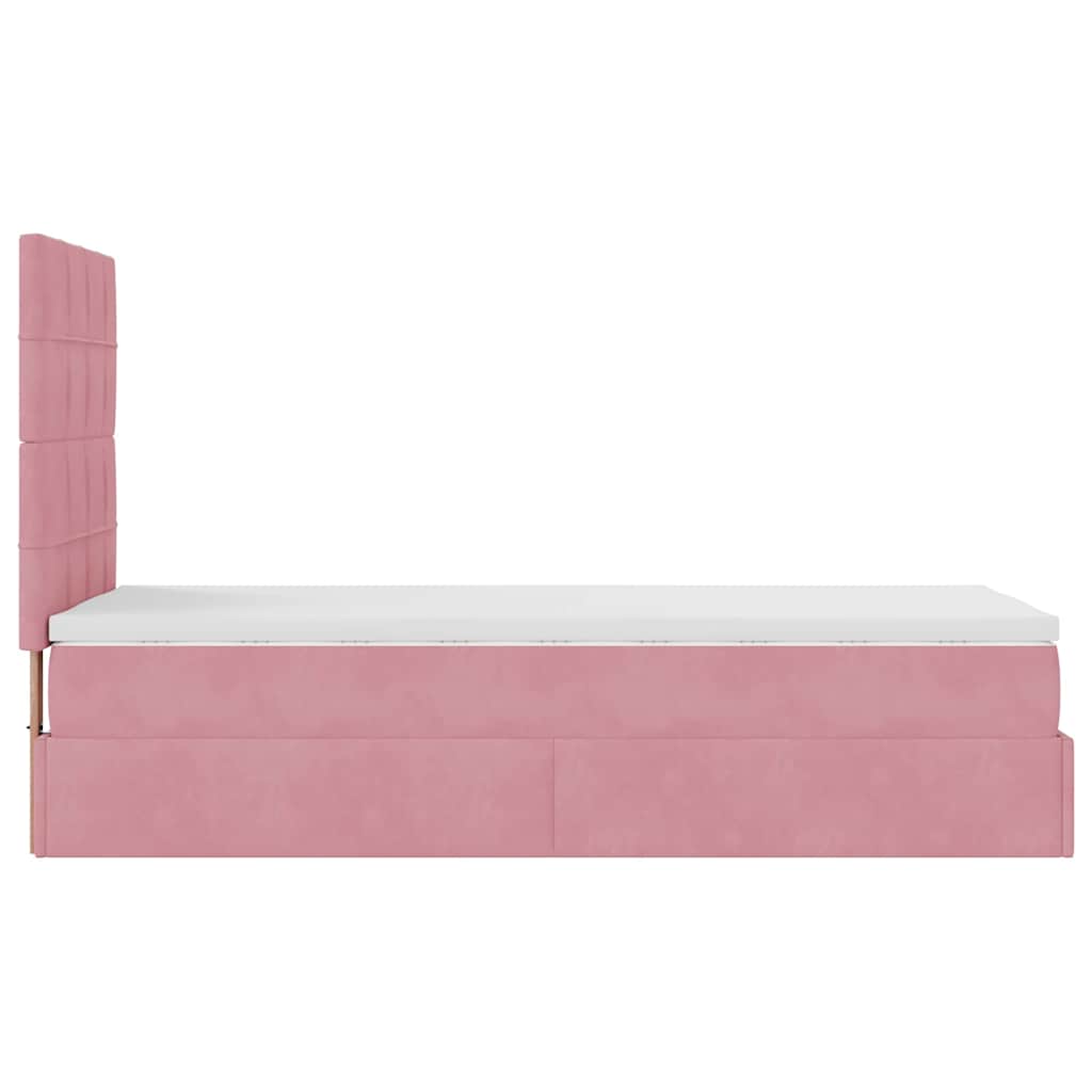 Cadre De Lit Ottoman Avec Matelas Velours Rose