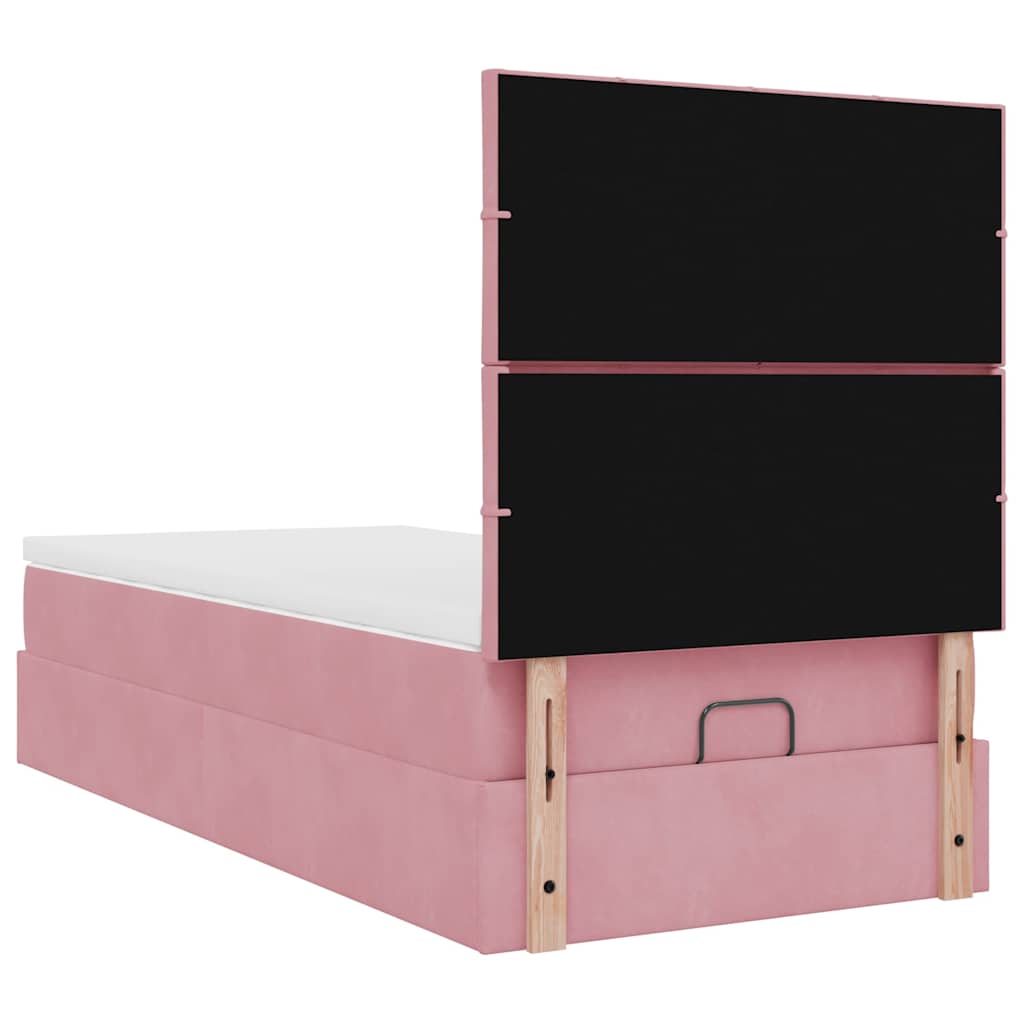 Cadre De Lit Ottoman Avec Matelas Velours Rose
