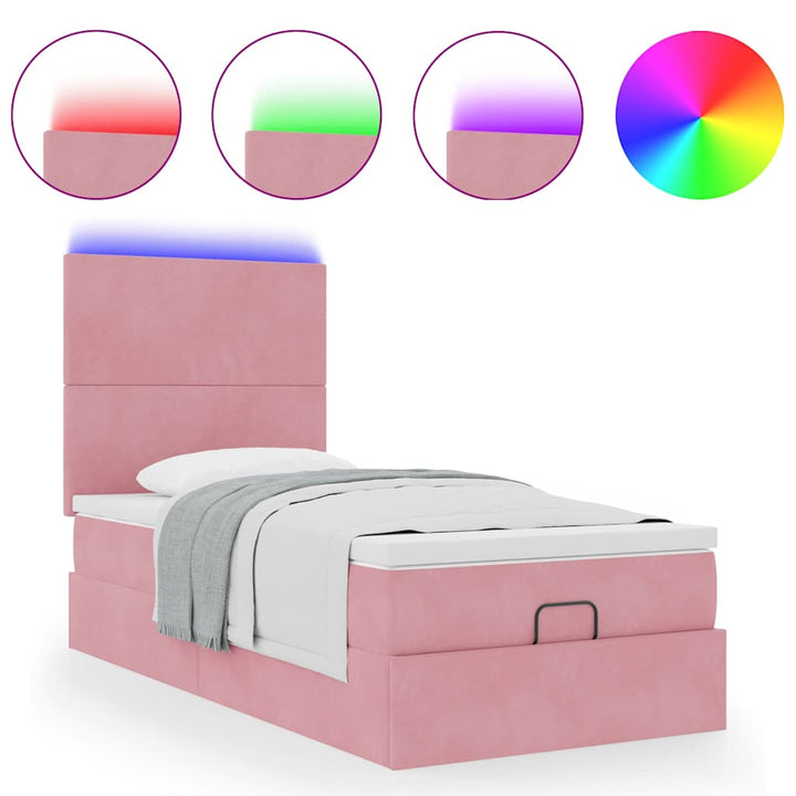 Cadre De Lit Ottoman Avec Matelas Velours Rose