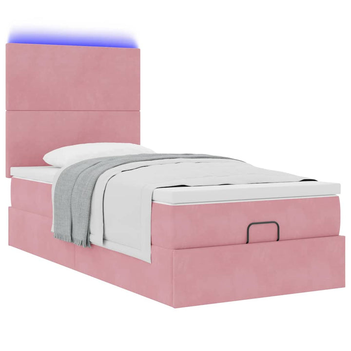 Cadre De Lit Ottoman Avec Matelas Velours Rose