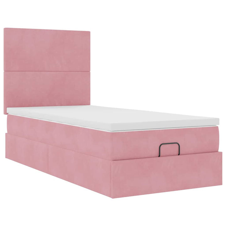 Cadre De Lit Ottoman Avec Matelas Velours Rose