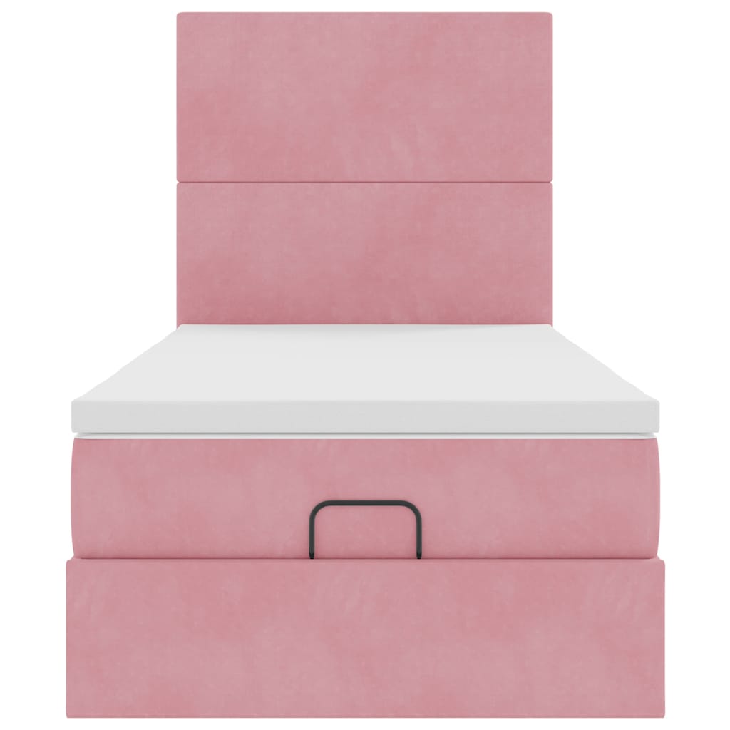 Cadre De Lit Ottoman Avec Matelas Velours Rose