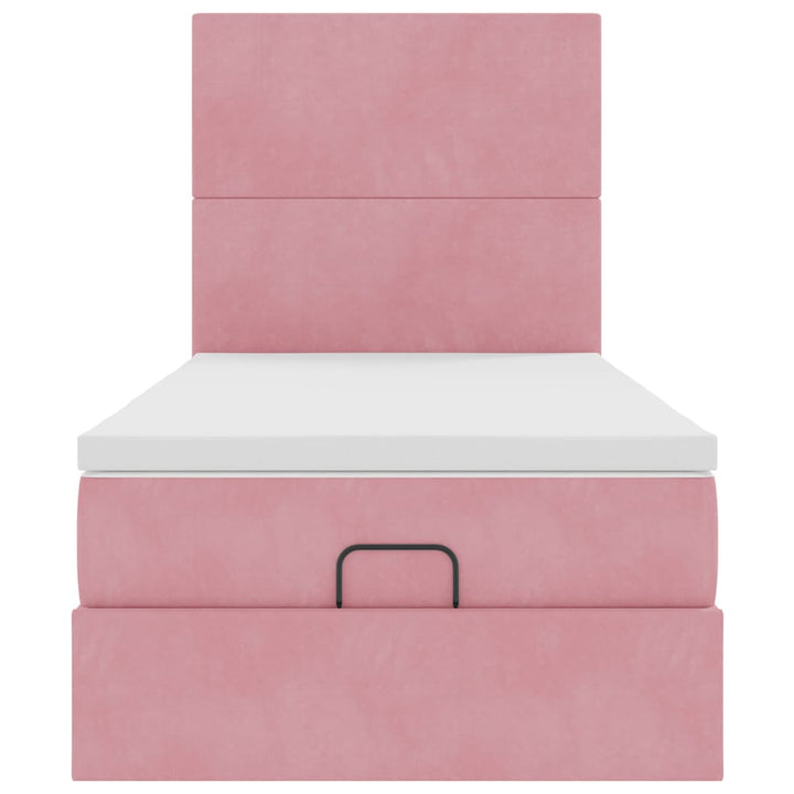 Cadre De Lit Ottoman Avec Matelas Velours Rose