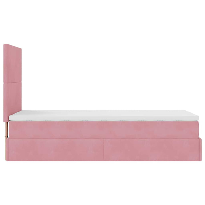 Cadre De Lit Ottoman Avec Matelas Velours Rose