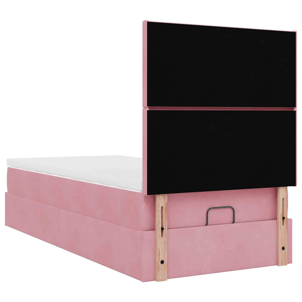 Cadre De Lit Ottoman Avec Matelas Velours Rose