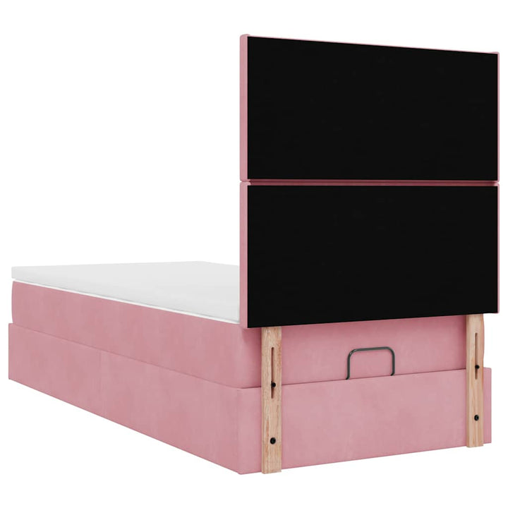 Cadre De Lit Ottoman Avec Matelas Velours Rose