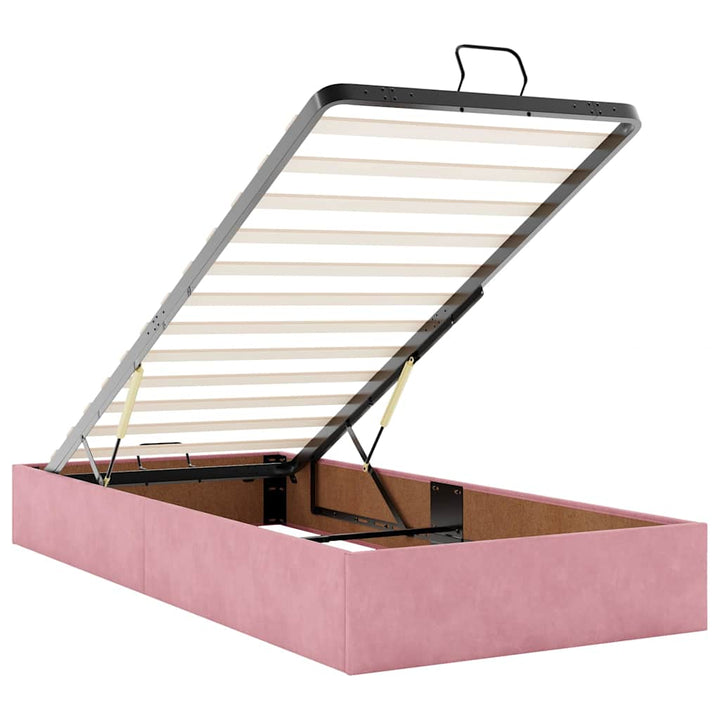 Cadre De Lit Ottoman Avec Matelas Velours Rose