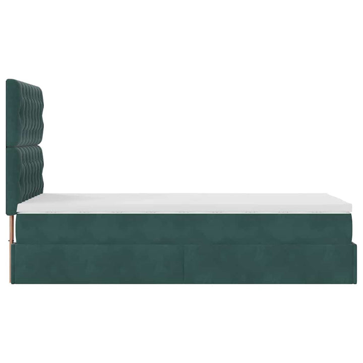 Cadre De Lit Ottoman Avec Matelas Velours Vert Foncé