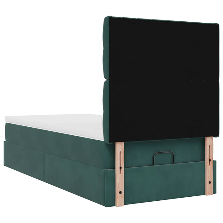 Cadre De Lit Ottoman Avec Matelas Velours Vert Foncé