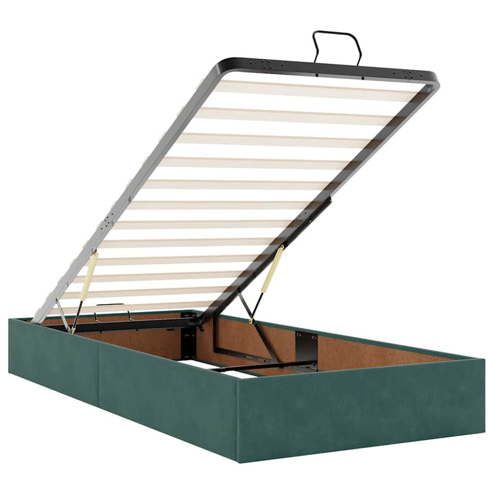 Cadre De Lit Ottoman Avec Matelas Velours Vert Foncé