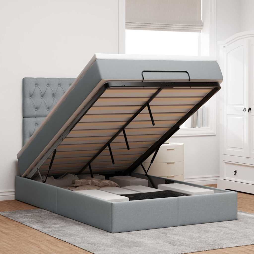 Cadre De Lit Ottoman Avec Matelas Velours Vert Foncé