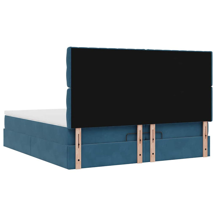Cadre De Lit Ottoman Avec Matelas Velours Bleu Foncé
