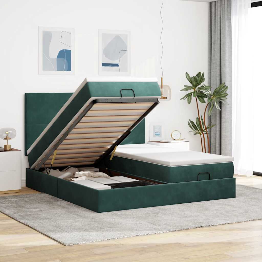 Cadre De Lit Ottoman Avec Matelas Velours