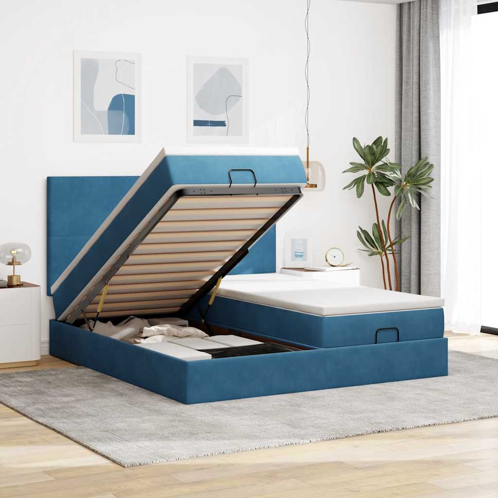 Cadre De Lit Ottoman Avec Matelas Velours