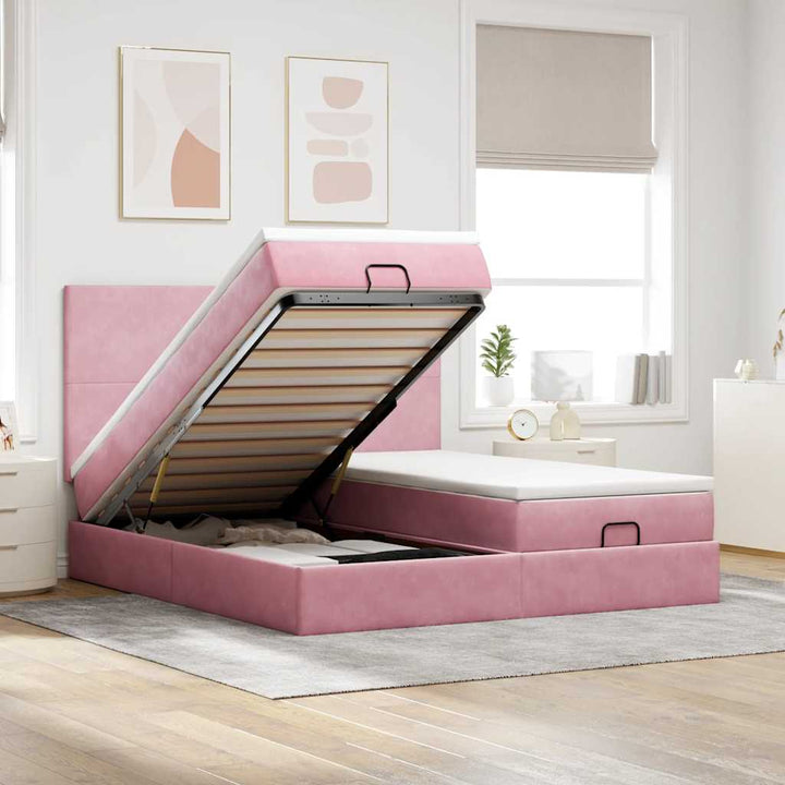 Cadre De Lit Ottoman Avec Matelas Velours