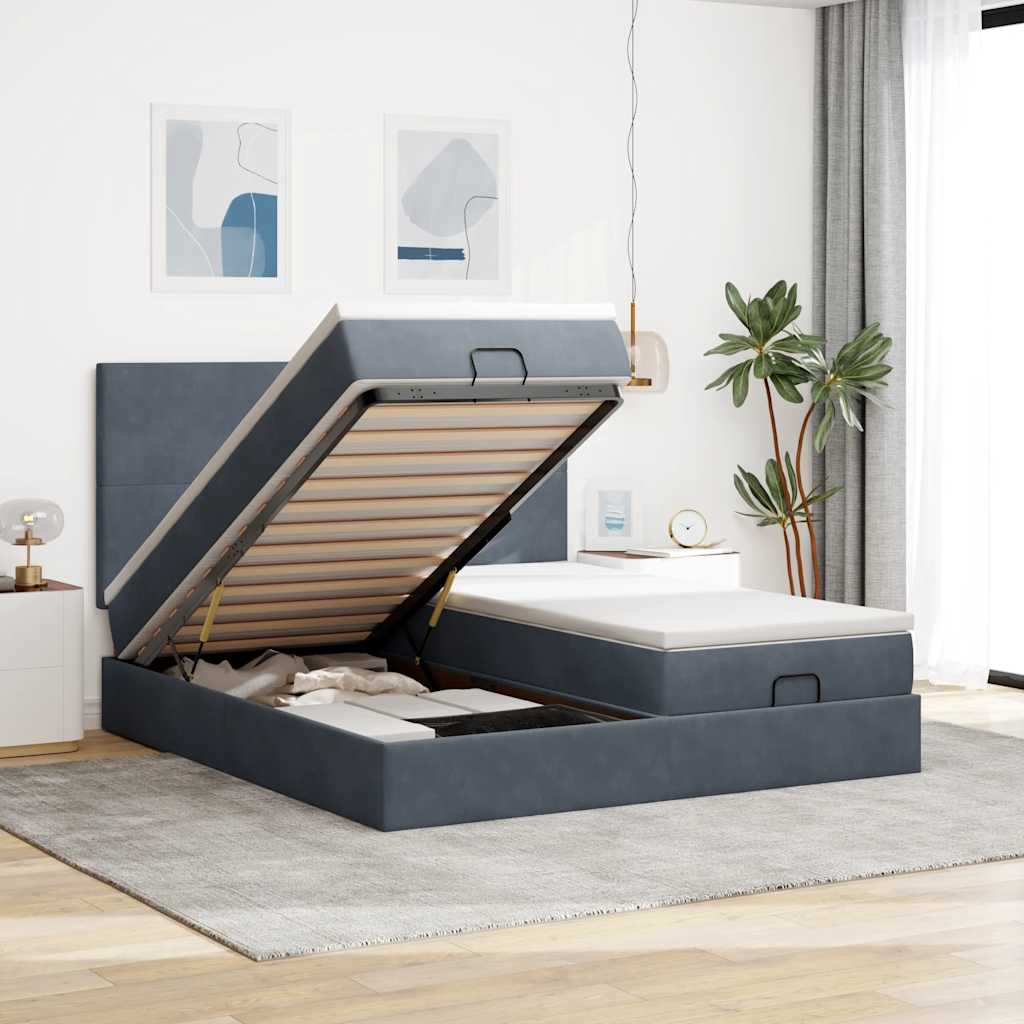 Cadre De Lit Ottoman Avec Matelas Velours