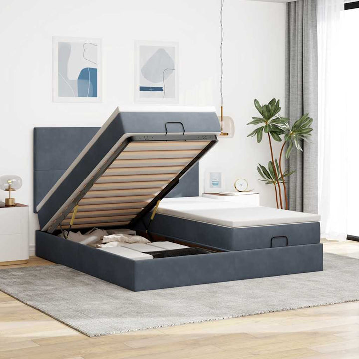 Cadre De Lit Ottoman Avec Matelas Velours