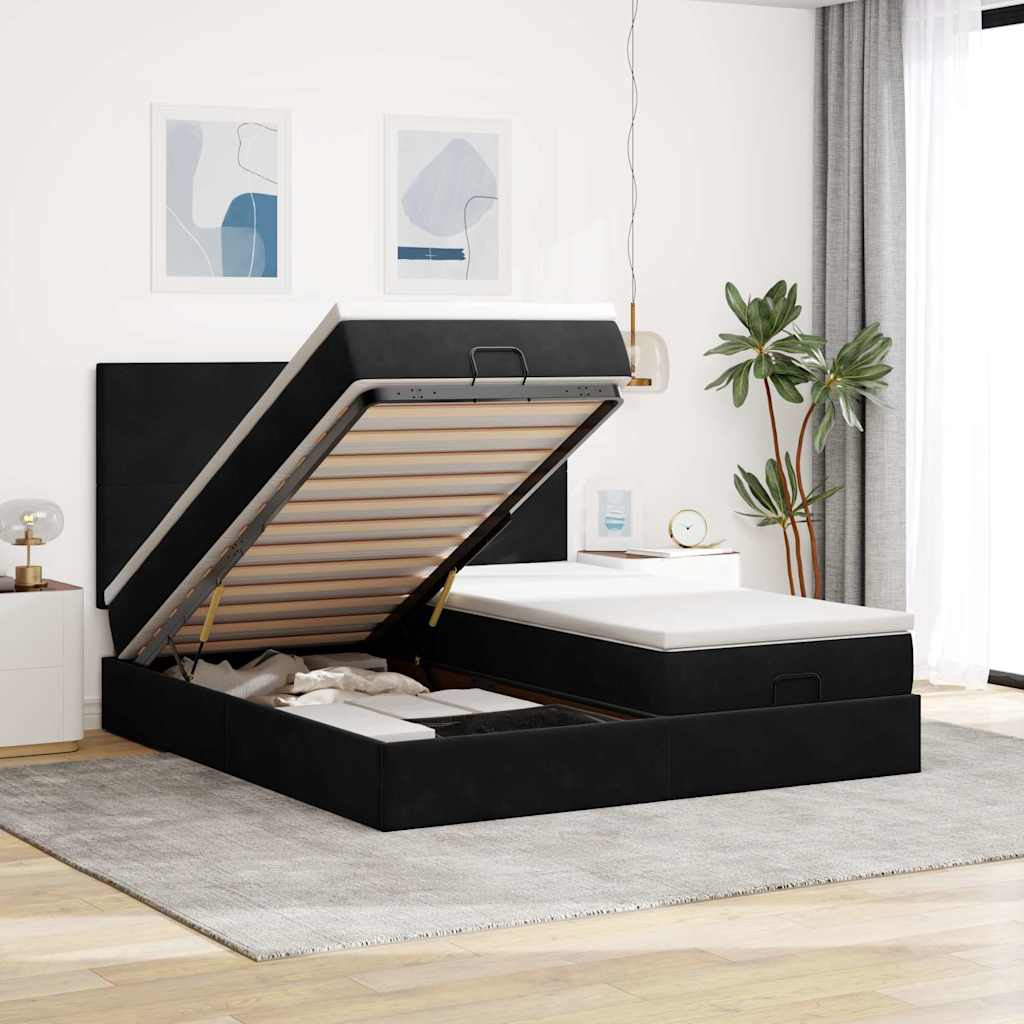 Cadre De Lit Ottoman Avec Matelas Velours