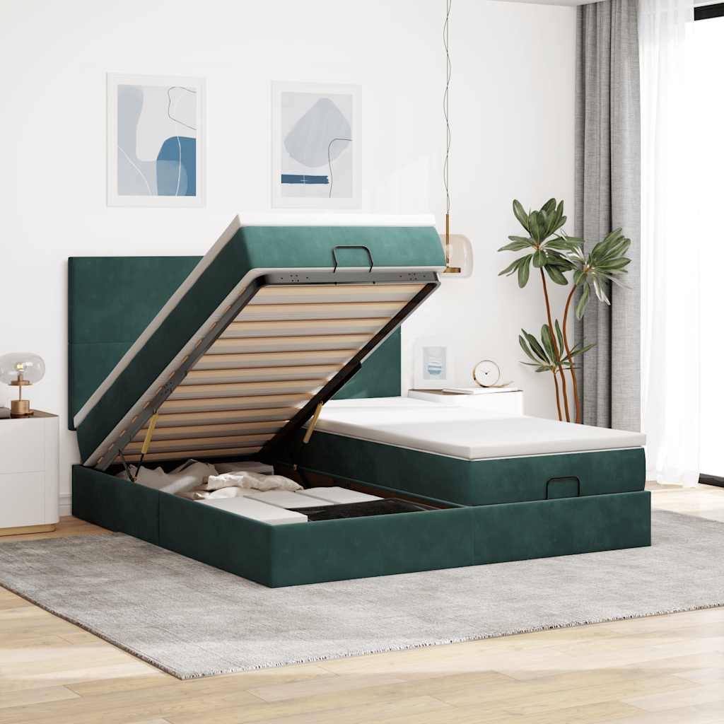 Cadre De Lit Ottoman Avec Matelas Velours