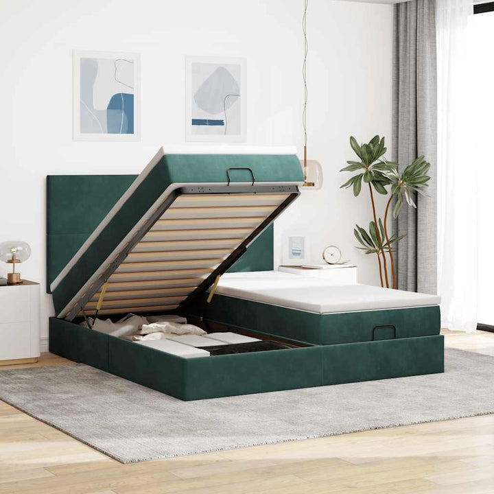 Cadre De Lit Ottoman Avec Matelas Velours