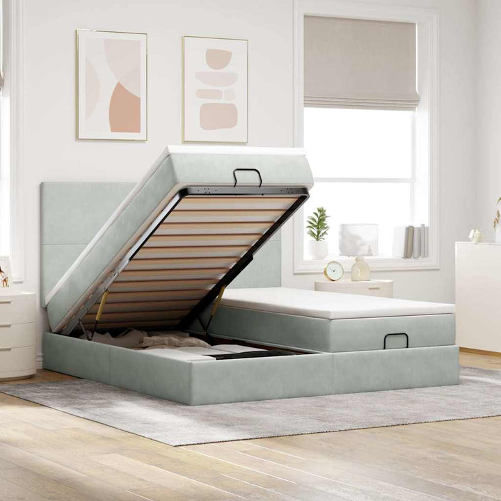 Cadre De Lit Ottoman Avec Matelas Velours