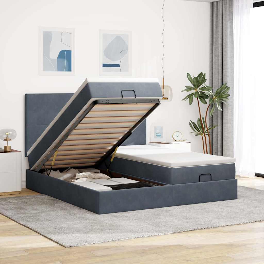 Cadre De Lit Ottoman Avec Matelas Velours