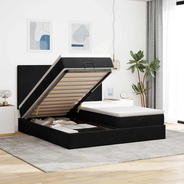 Cadre De Lit Ottoman Avec Matelas Velours