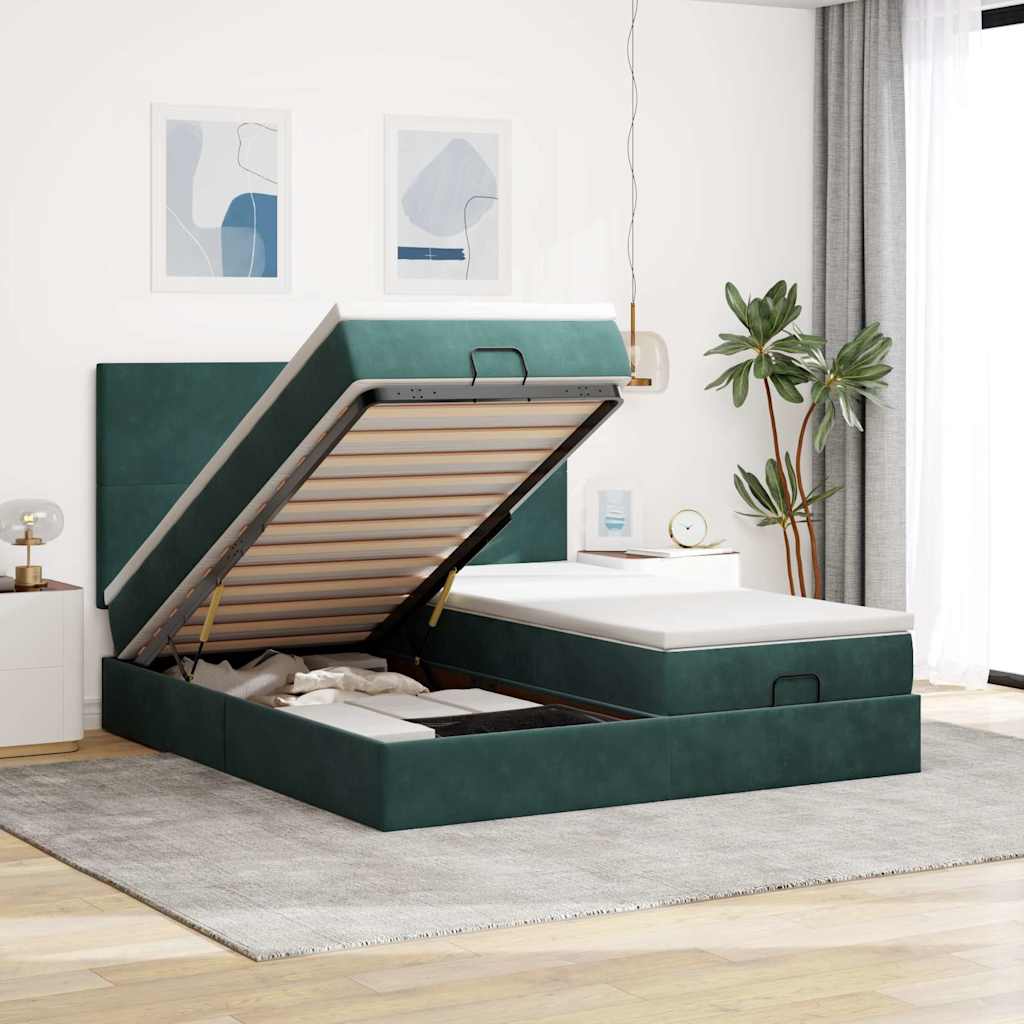 Cadre De Lit Ottoman Avec Matelas Velours