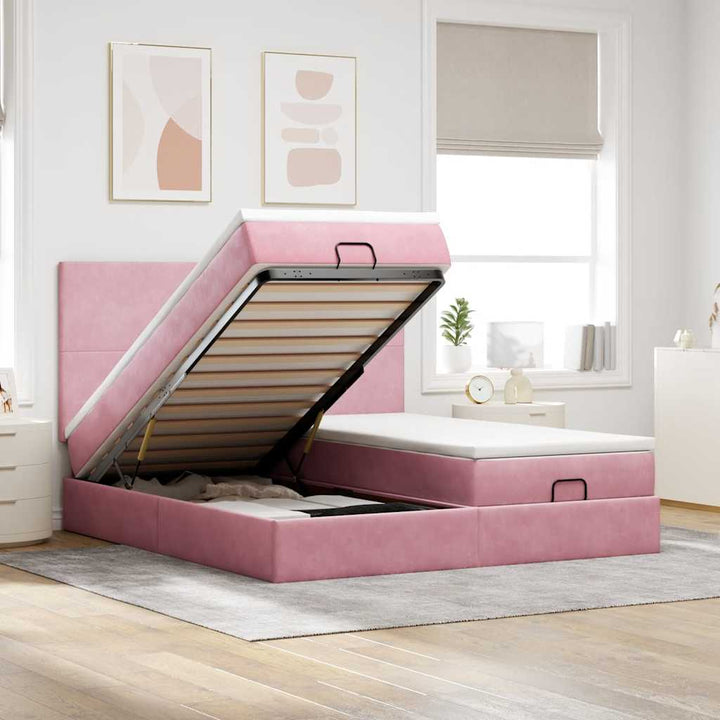 Cadre De Lit Ottoman Avec Matelas Velours