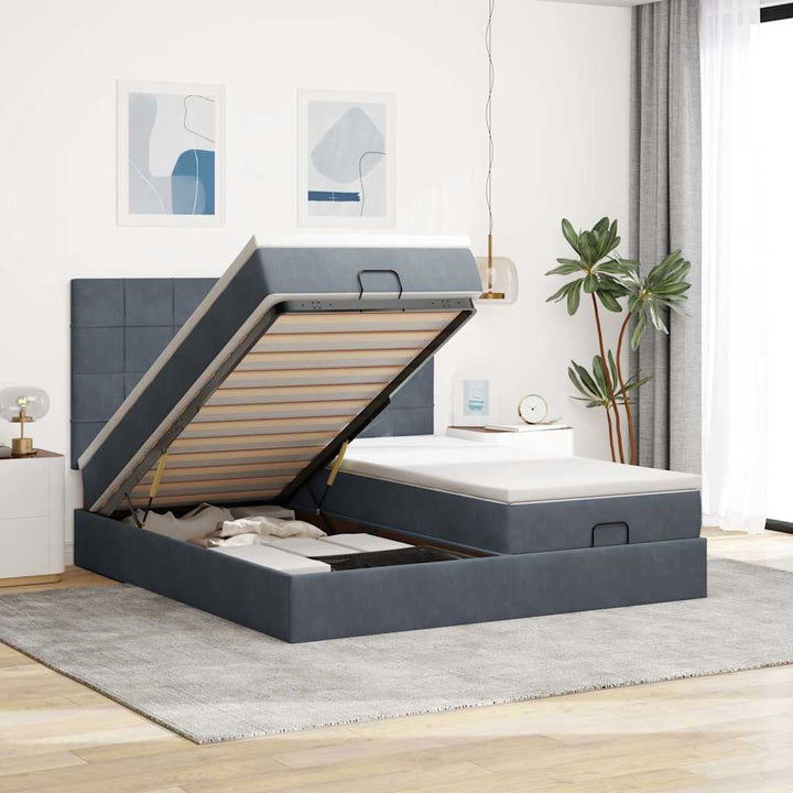Cadre De Lit Ottoman Avec Matelas Velours