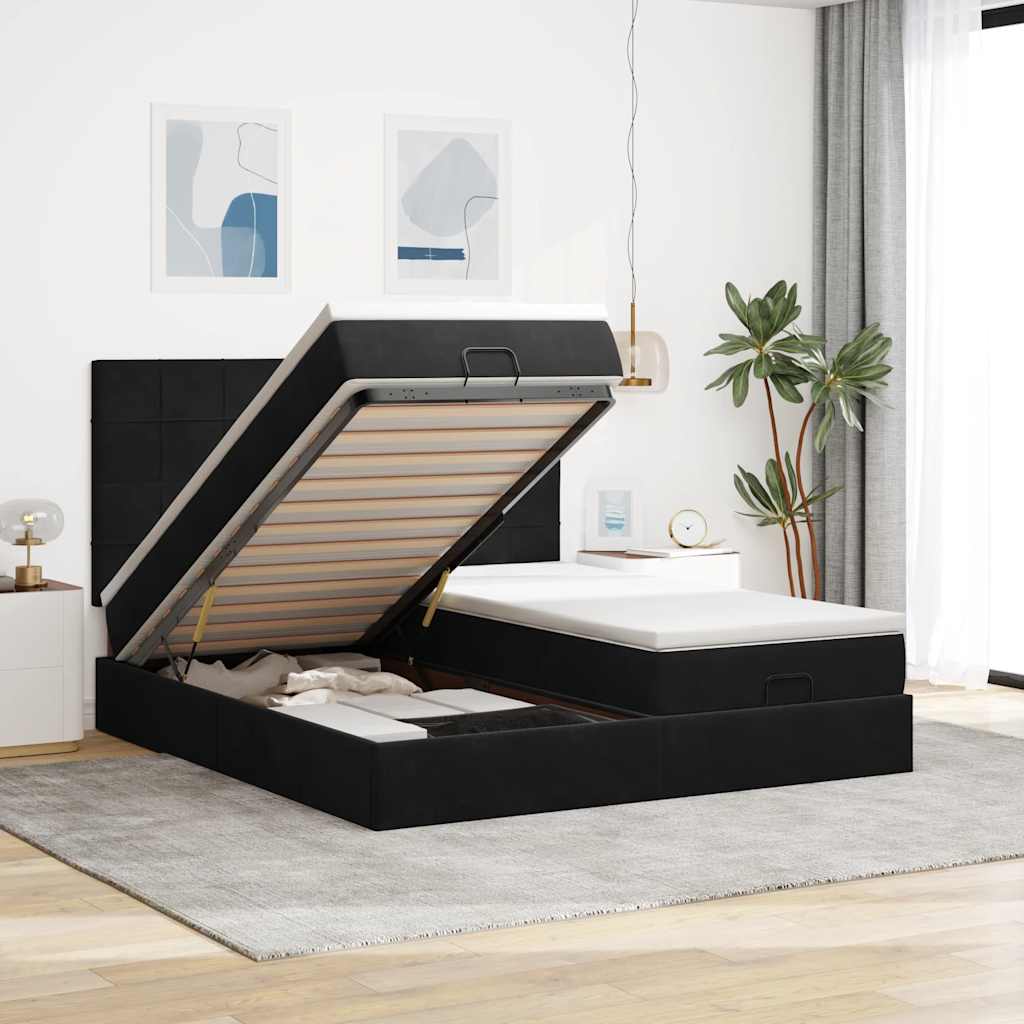 Cadre De Lit Ottoman Avec Matelas Velours
