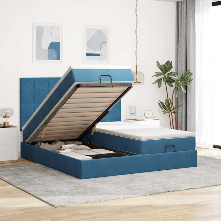Cadre De Lit Ottoman Avec Matelas Velours