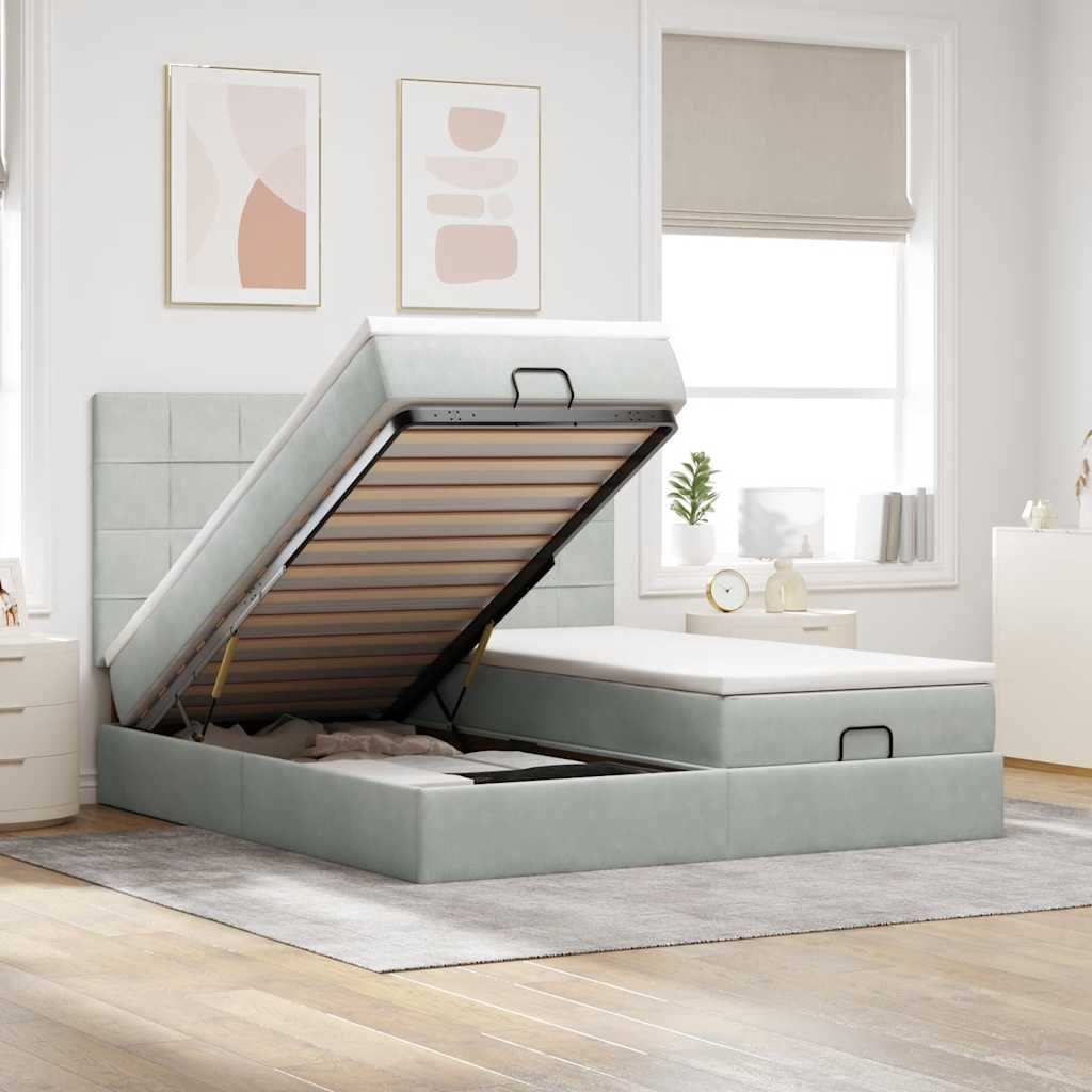 Cadre De Lit Ottoman Avec Matelas Velours