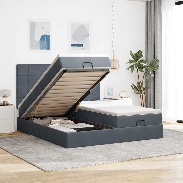 Cadre De Lit Ottoman Avec Matelas Velours