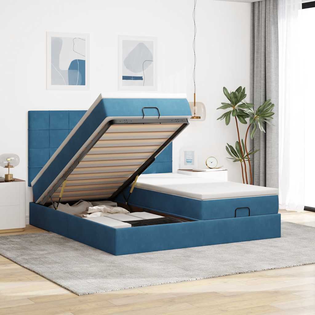 Cadre De Lit Ottoman Avec Matelas Velours