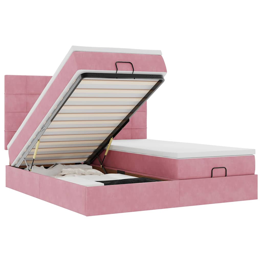 Cadre De Lit Ottoman Avec Matelas Velours