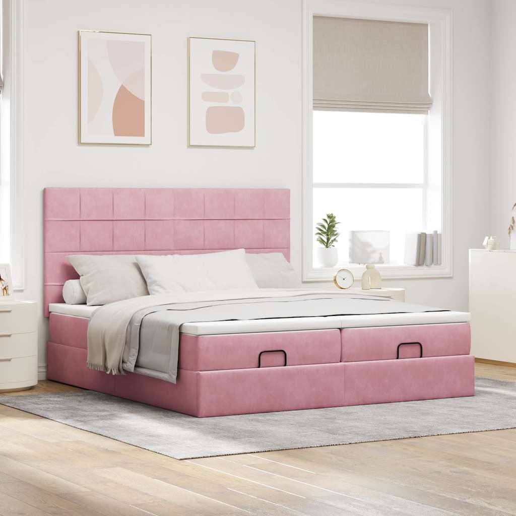 Cadre De Lit Ottoman Avec Matelas Velours
