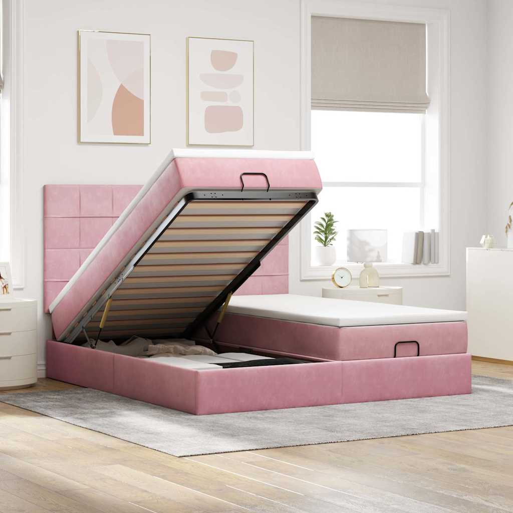 Cadre De Lit Ottoman Avec Matelas Velours