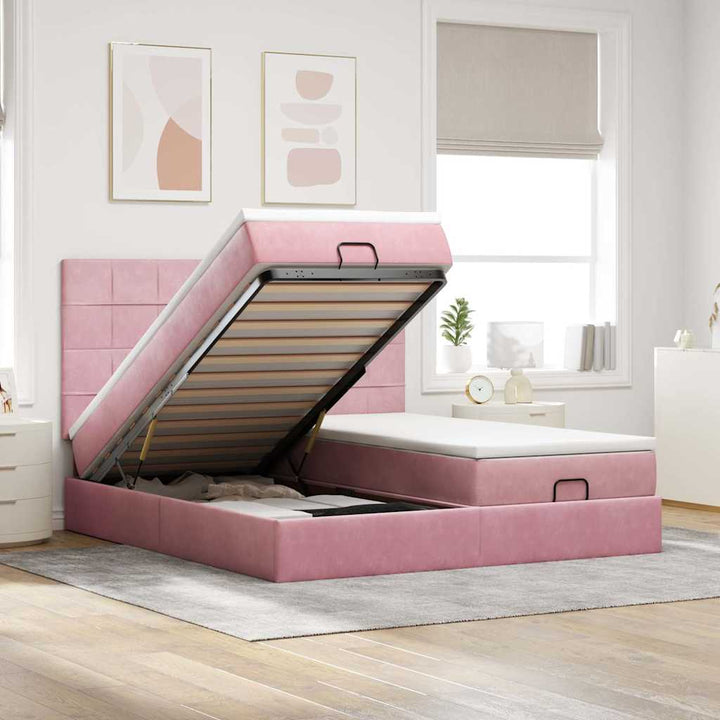Cadre De Lit Ottoman Avec Matelas Velours
