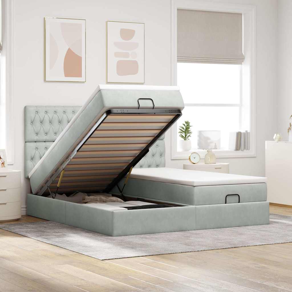 Cadre De Lit Ottoman Avec Matelas Velours
