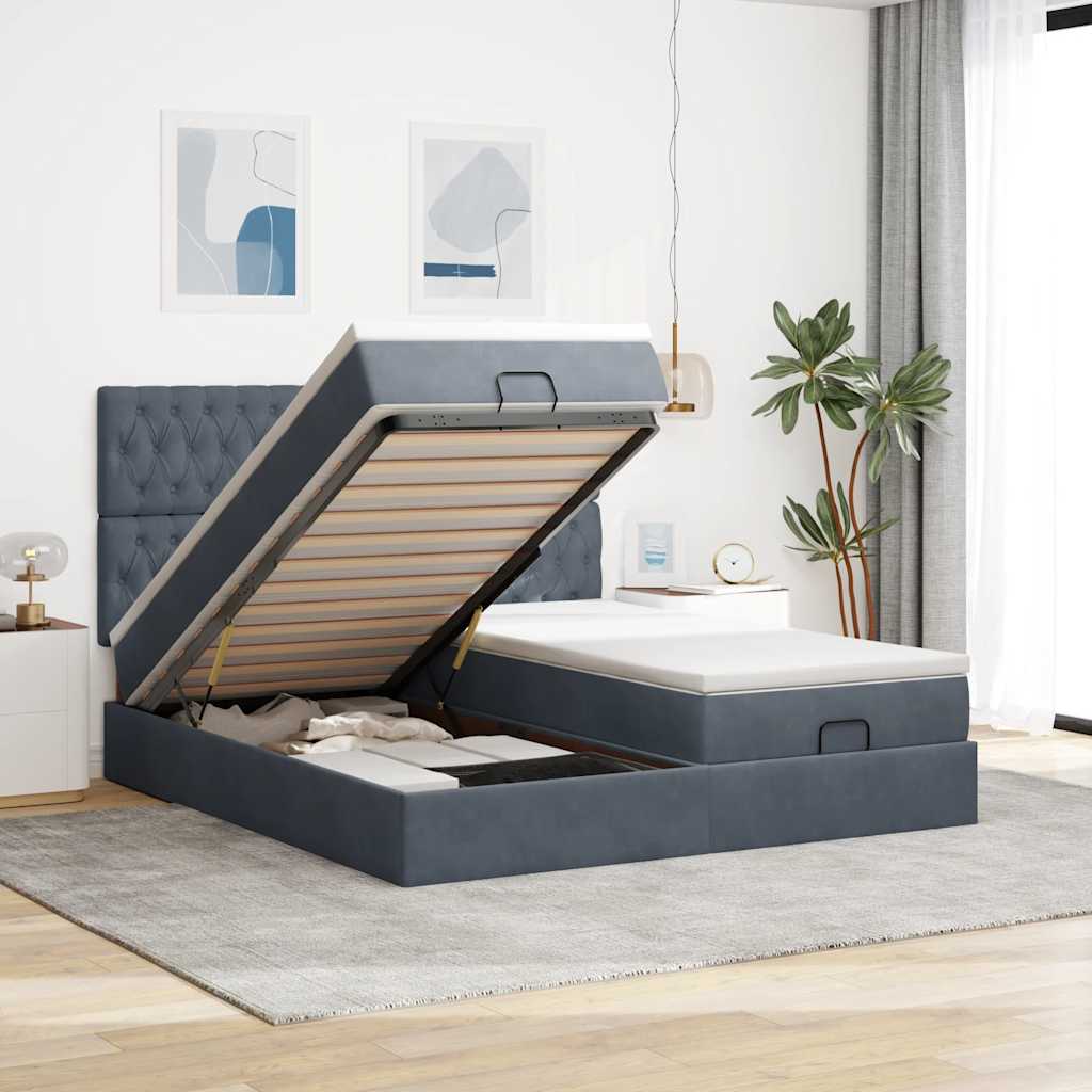 Cadre De Lit Ottoman Avec Matelas Velours