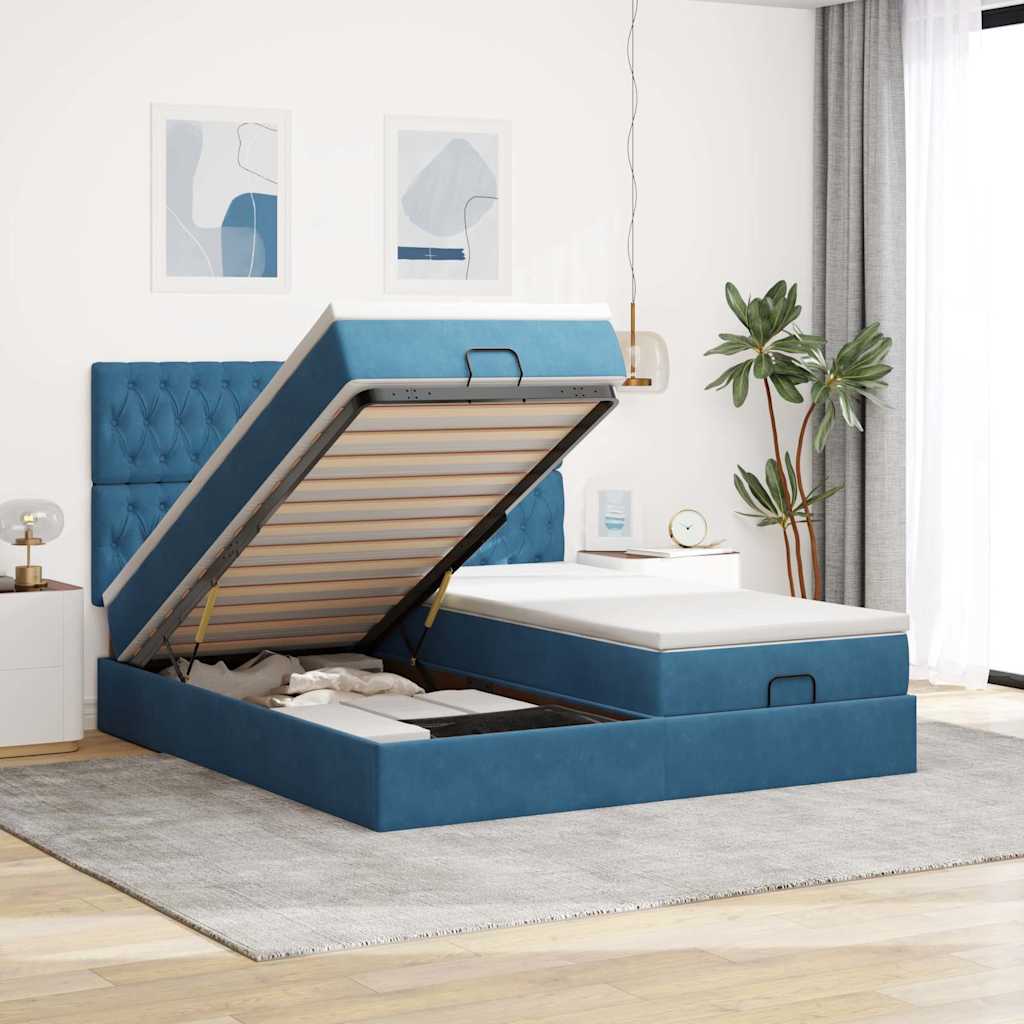 Cadre De Lit Ottoman Avec Matelas Velours